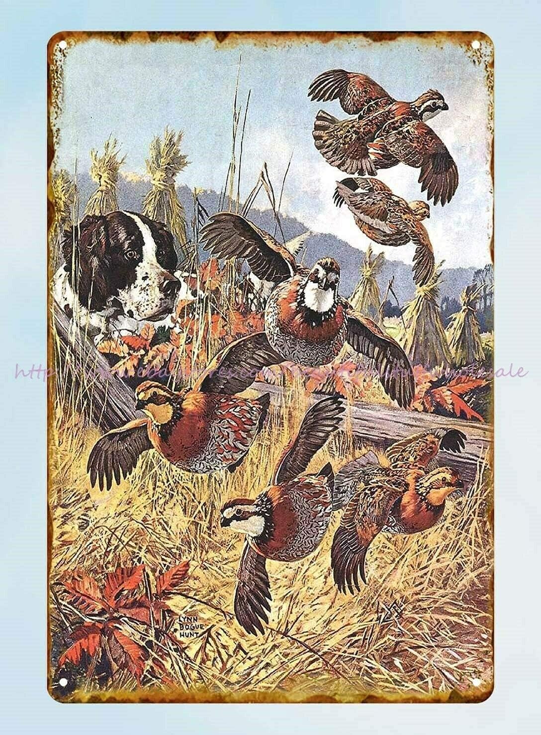 1p,Retro Metal Tin Sign Hunt H - Hunting Quail review and price